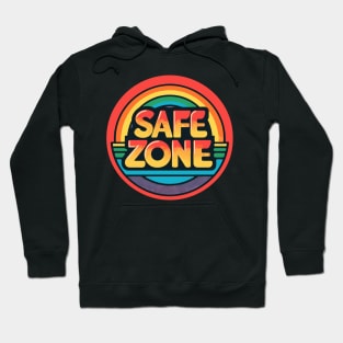 Retro LGBT Safe zone Sign Rainbow Hoodie